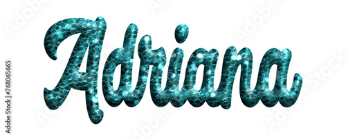 Adriana - glitter light blue, fabric style - name - three-dimensional effect tubular writing - Vector graphics - Word for greetings, banners, card, prints, cricut, silhouette, sublimation