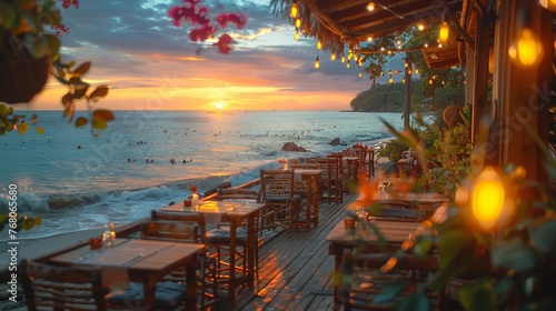 Outdoor restaurant at the beach photo