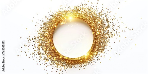 The circular frame of golden glitter sparkle particles. Generative Ai