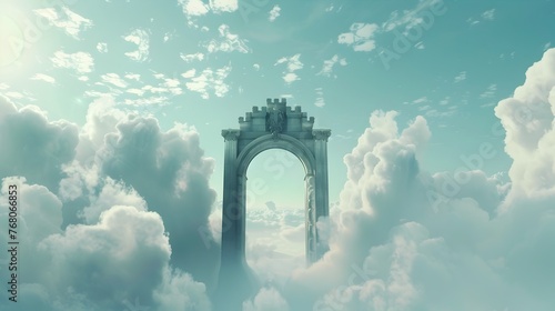 Grandiose Archway Leading to the Celestial Realm of Dreams and Wonders photo