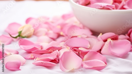 Petals of pink rose spa background 