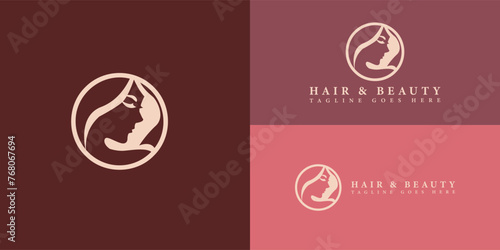 Creative silhouette female face icon with closed eyes in luxury gold color isolated on multiple background colors. The logo is suitable for cosmetics, beauty, health, and fashion themes logo design