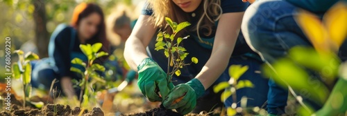 Volunteers plant trees to bring about positive change in the environment