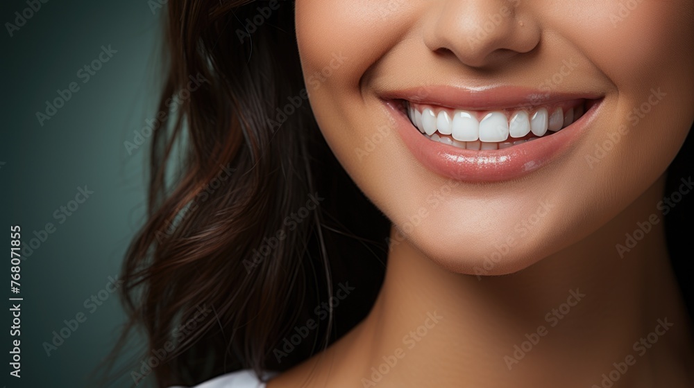 A close-up image of a smiling person's mouth area A close-up image of a smiling person's mouth area