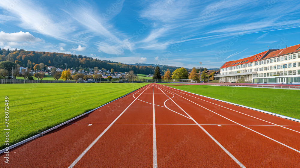 Obraz premium Running track at the stadium.