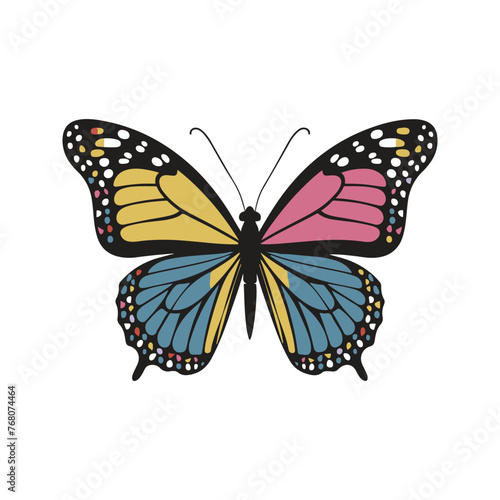 Single colorful butterfly Vector Art Illustration isolated on a white background
