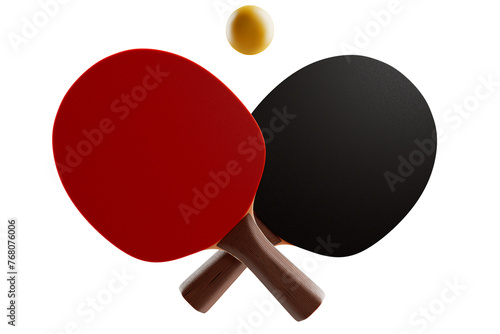 Fotografía Two crossed rackets and a ball for table tennis, ping pong