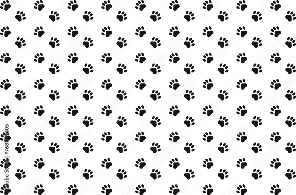 Black paw patterns on a white background