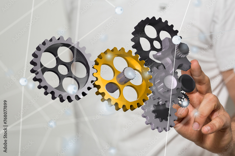 gear Futuristic in Industry 4.0 and business virtual diagram gear Futuristic in Industry 4.0 and business virtual diagram