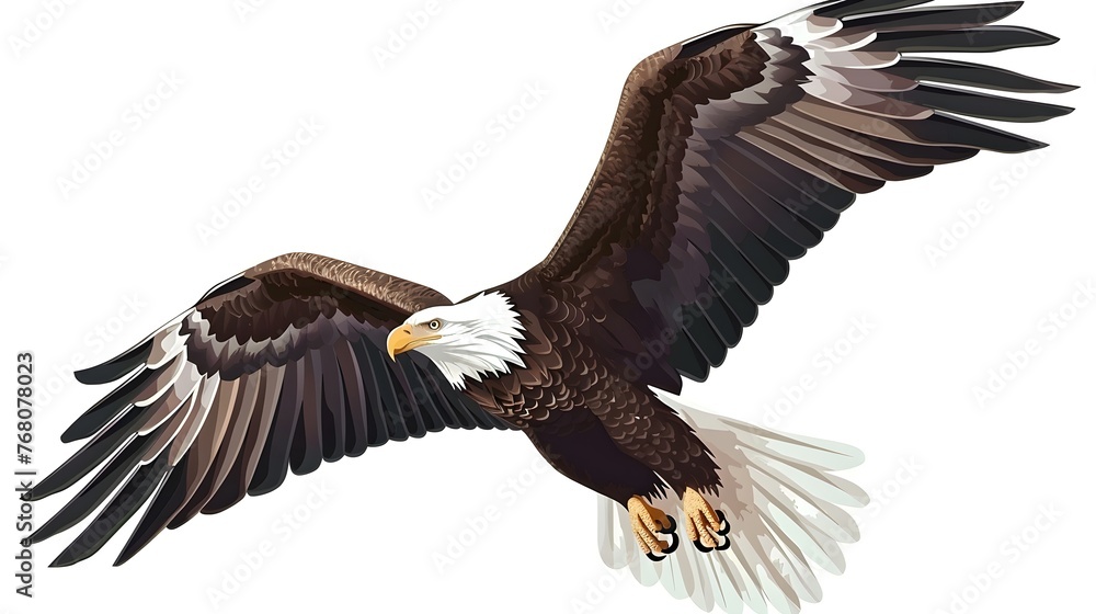 Obraz premium Eagle flying, vector illustration on a white background