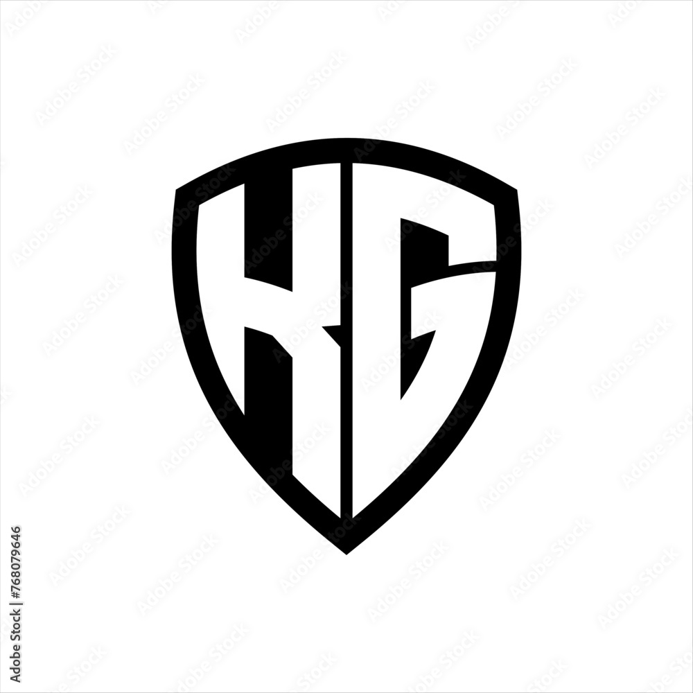 KG monogram logo with bold letters shield shape with black and white color design KG monogram logo with bold letters shield shape with black and white color design
