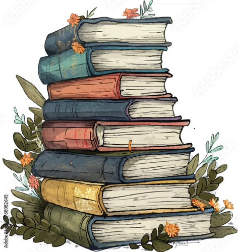 Books doodle vector
