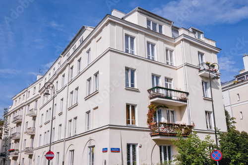 Tenement house on Rapackiego Street, Stara Ochota district of Warsaw city, Poland photo