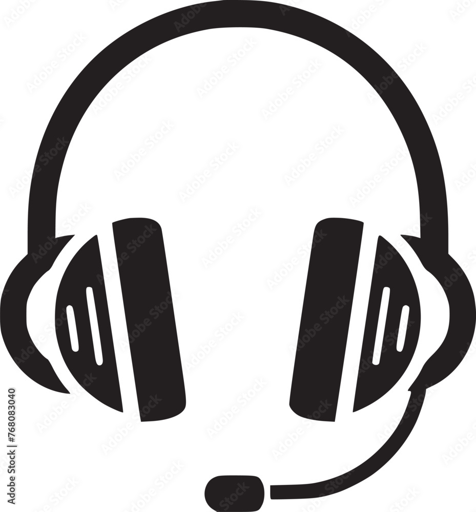 Vector headphones icon. Black symbol silhouette isolated Vector headphones icon. Black symbol silhouette isolated