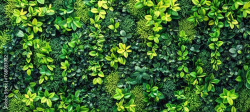 Close up of lush green hedge wall with small leaves in garden   eco friendly evergreen background photo