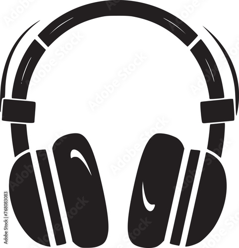 Vector headphones icon. Black symbol silhouette isolated