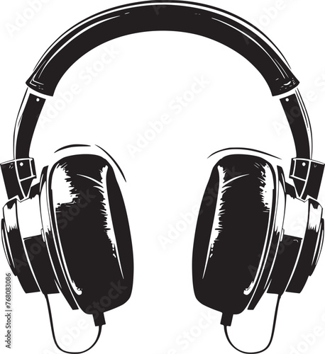 Vector headphones icon. Black symbol silhouette isolated