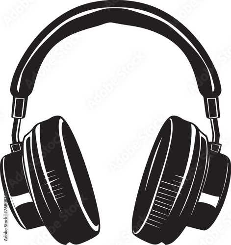 Vector headphones icon. Black symbol silhouette isolated