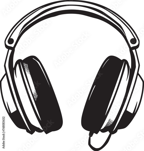 Vector headphones icon. Black symbol silhouette isolated