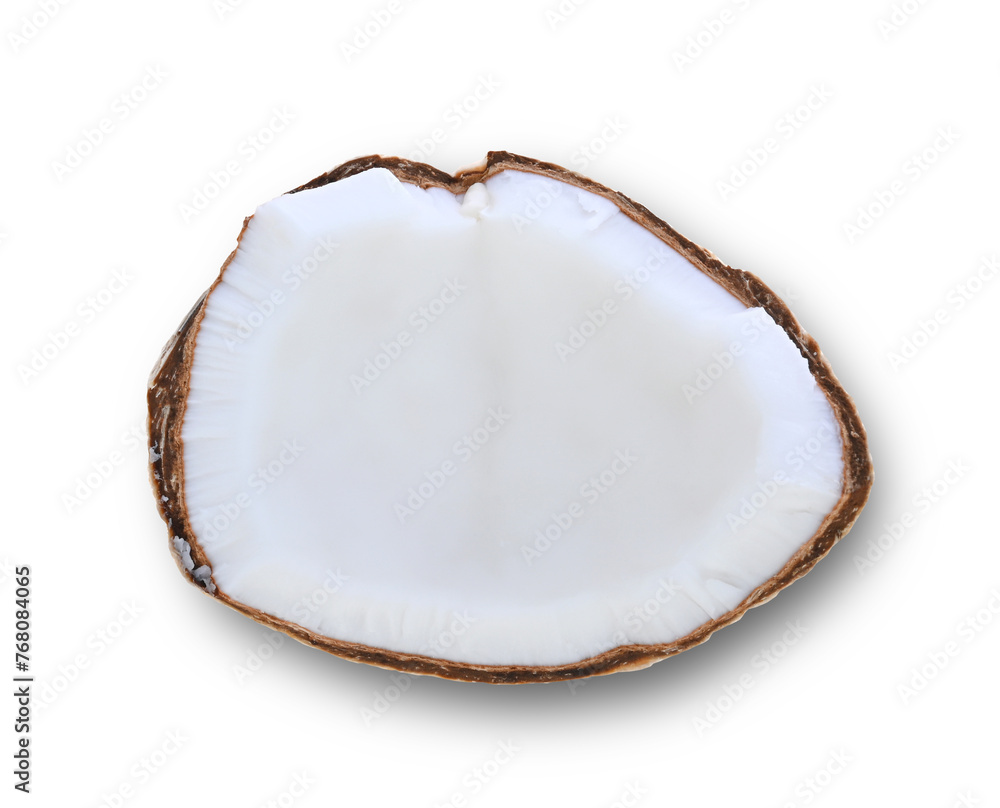 pieces of coconut on white Background top view pieces of coconut on white Background top view