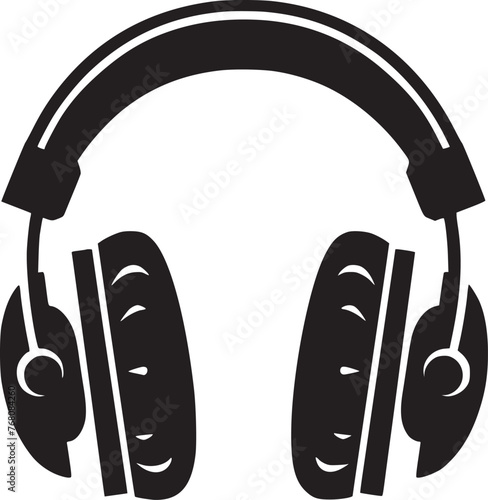 Vector headphones icon. Black symbol silhouette isolated