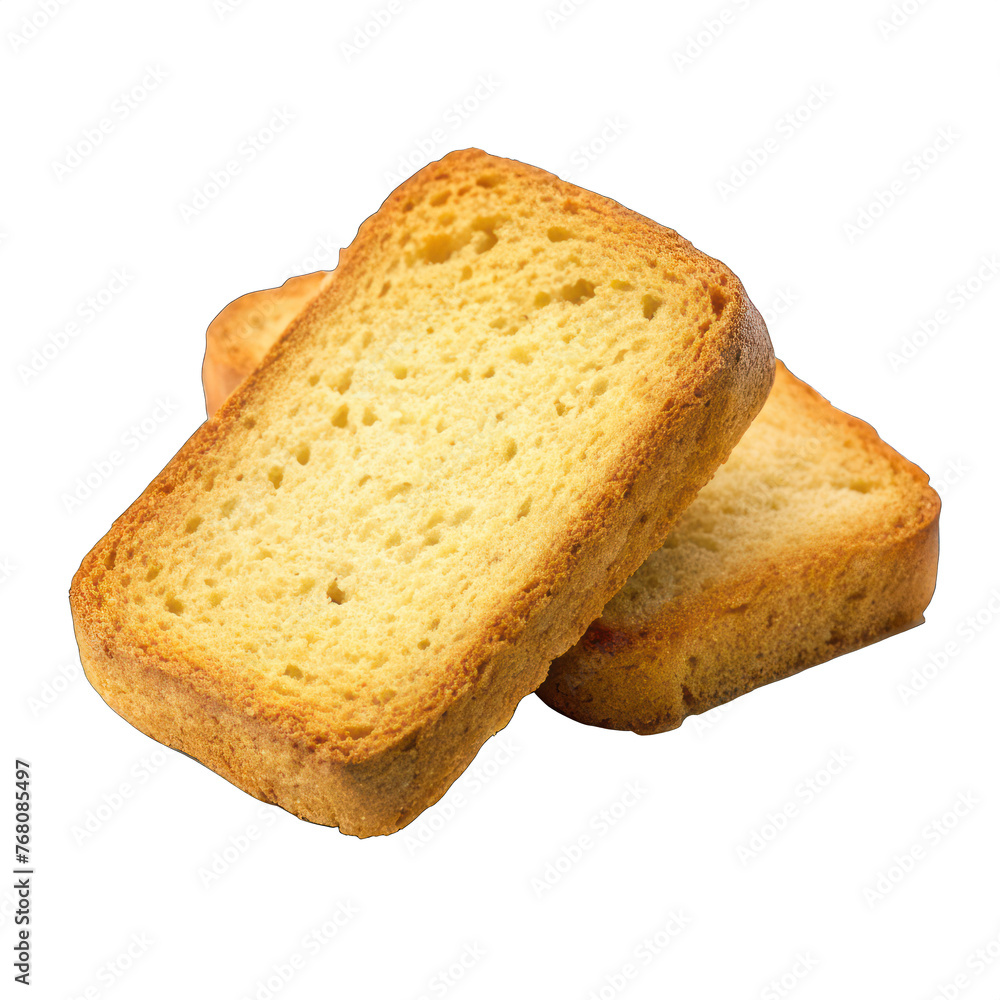 two rusk isolated on transparent background. generative ai two rusk isolated on transparent background. generative ai