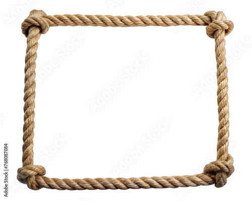 a rectangle rope frame isolated on transparent background. generative ai 