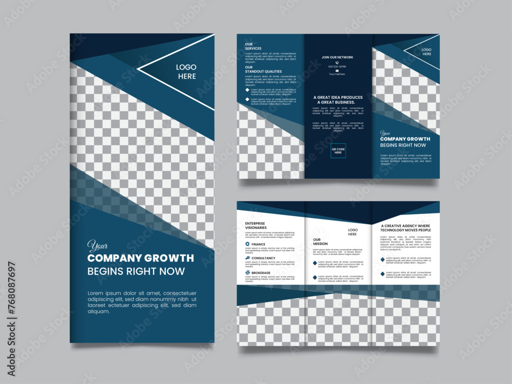 Modern simple and creative Tri-fold Brochure design for Business , Travel agency, Restaurent ,  medical and other  uses.