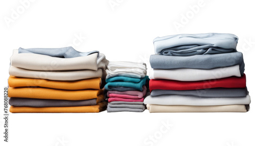 Stack of clean clothes isolated on white background