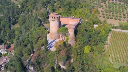 Aerial view of Rocca Manfrediana, Brisighella, Italy
