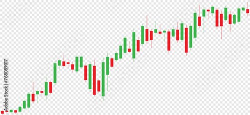 A chart of stock market crypto candlesticks on a white background. A chart with green-red candlesticks. Analysis of investment trading in the field of cryptocurrencies, stocks and forex. Vector EPS 10