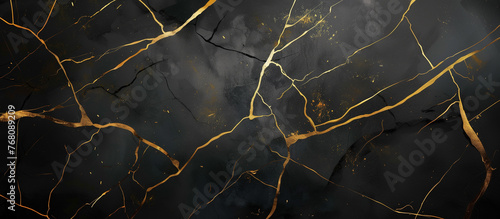Abstract black and gold marble texture background