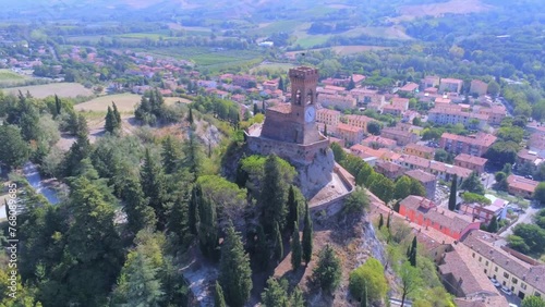 Aerial view of Torre dell'Orologio (Clock Tower), Brisighella, Italy