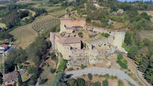 Aerial view of Castello di Castrocaro (Castrocaro Castle), Italy