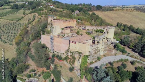 Aerial view of Castello di Castrocaro (Castrocaro Castle), Italy