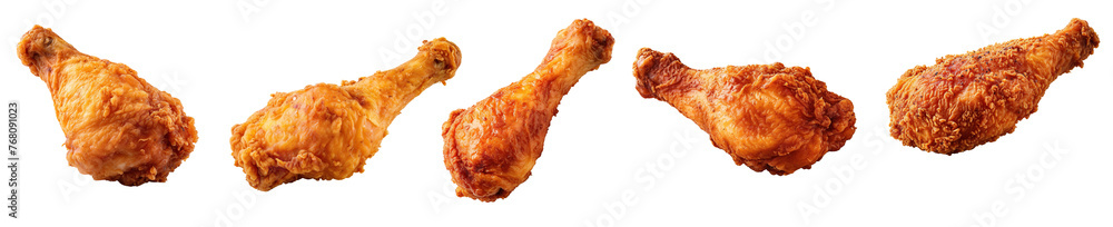 Collection of fried chicken legs isolated on transparent or white background Collection of fried chicken legs isolated on transparent or white background
