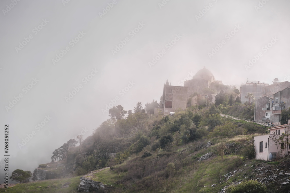 Fototapeta premium castle in the mountains Erice near Trapani in Sicily, southern Italy