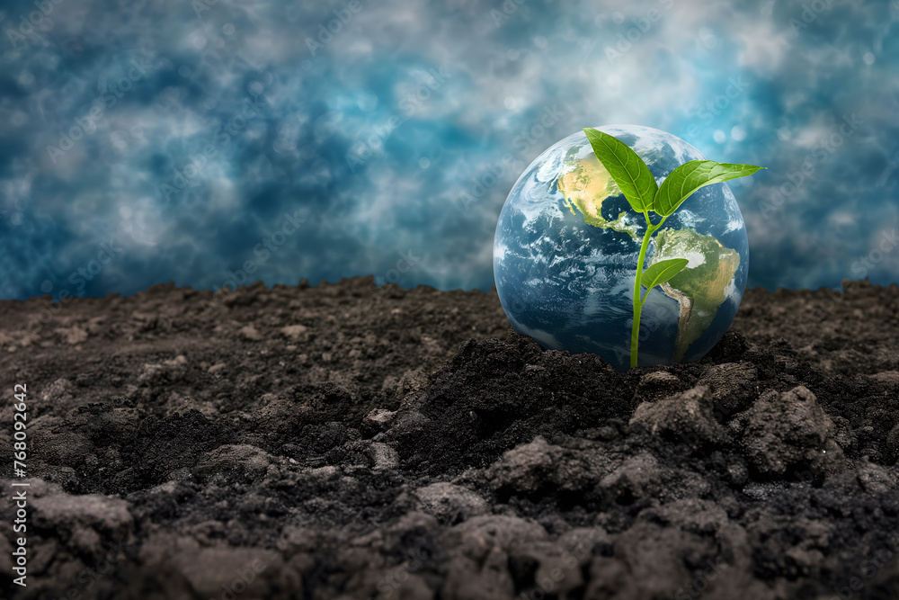 Gleaming Earth Resting on Fertile Soil - Symbolizing Environmental Hope Gleaming Earth Resting on Fertile Soil - Symbolizing Environmental Hope