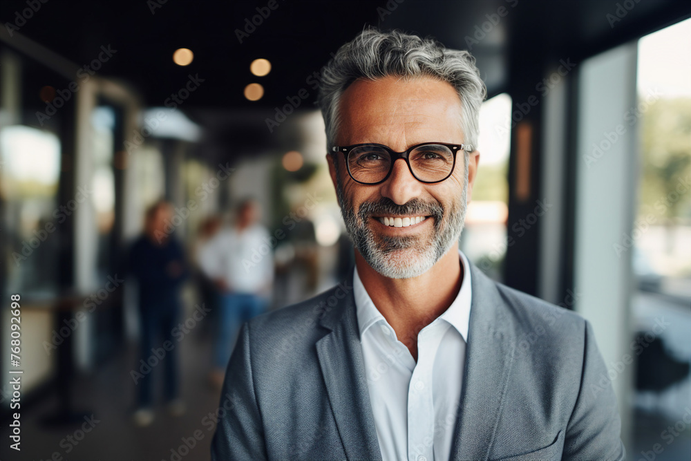 Corporate meeting with successful business people in modern workstation building Generative AI Corporate meeting with successful business people in modern workstation building Generative AI