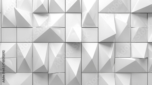 Modern white 3D wall with geometric tile design for stylish backgrounds