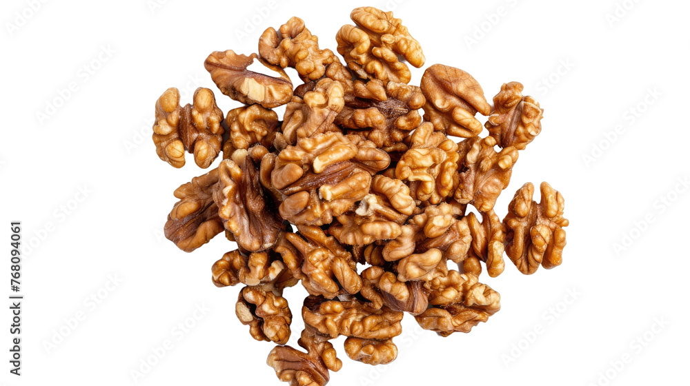 heap peeled walnut on a white isolated background heap peeled walnut on a white isolated background