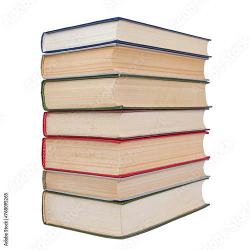 pile of books with white background