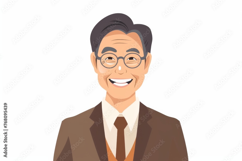 正面の笑顔の日本人の男性ビジネスマン（白背景・サラリーマン・スーツ）