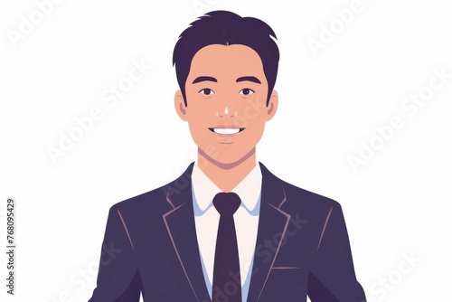正面の笑顔の日本人の男性ビジネスマン（白背景・サラリーマン・スーツ）