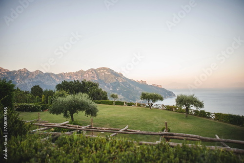 landscape in the morning of Ravello in southern Italy, Amalfian coast	 photo