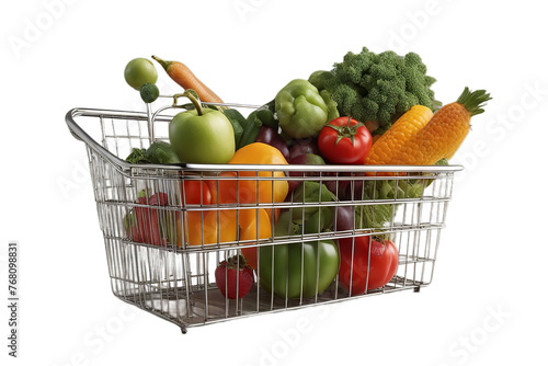 Shopping basket white vegetables fruit