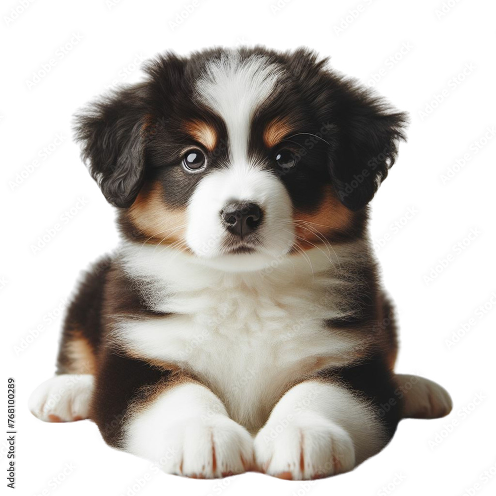 Sweet Puppy Sitting Serenely on Transparent Canvas