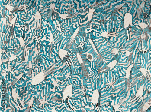 Creative marine background with jellyfishes © abeadev
