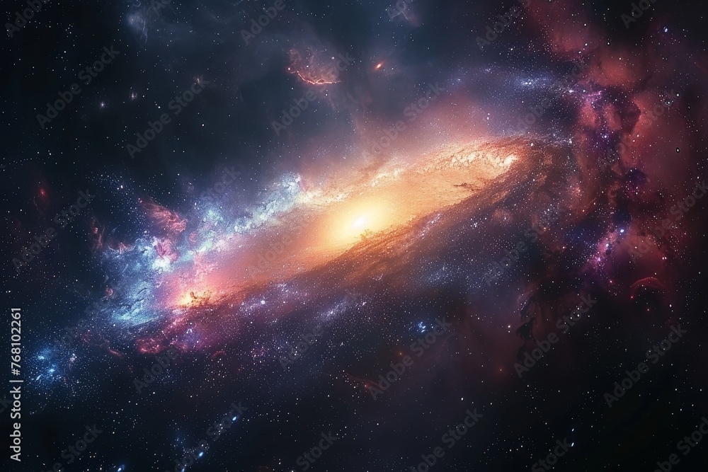 Vast expanse of space with distant galaxies and stars.