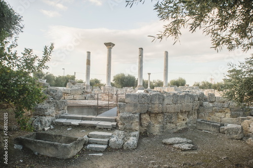 ruins of ancient roman forum in Canosa di Puglia in Apulia, southern Italy